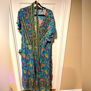 Bloom Chic 26(fits like a 22/24) V-neck dress blue and pink NWT